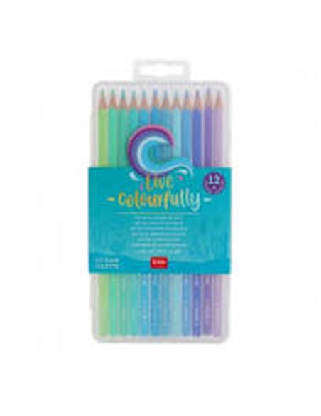 Set de 12 Crayons de Couleur - Live Colorfully -  océan palette - LEGAMI