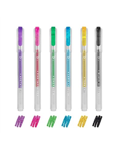 Set de 6 Mini Stylos à Encre Gel Glitter - Shine Like a Diamond - LEGAMI
