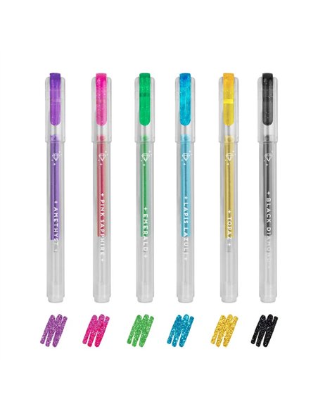 Set de 6 Mini Stylos à Encre Gel Glitter - Shine Like a Diamond - LEGAMI