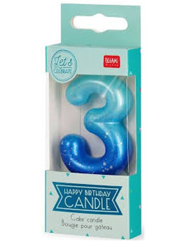 Bougie Pour Gâteau - Happy Birthday Candle - Blue - 3 - LEGAMI
