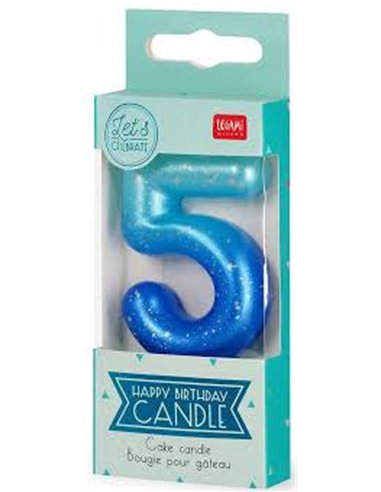 Bougie Pour Gâteau - Happy Birthday Candle - Blue - 5 - LEGAMI