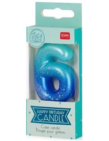 Bougie Pour Gâteau - Happy Birthday Candle - Blue - 6 - LEGAMI