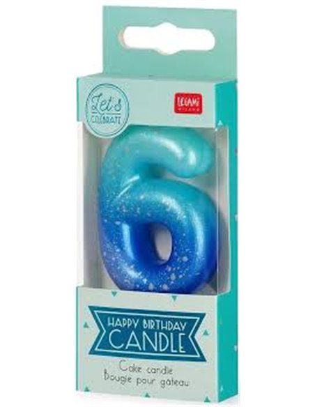 Bougie Pour Gâteau - Happy Birthday Candle - Blue - 6 - LEGAMI