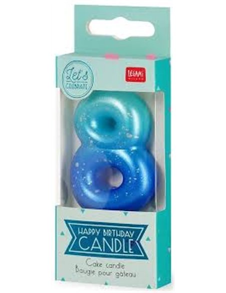 Bougie Pour Gâteau - Happy Birthday Candle - Blue - 8 - LEGAMI