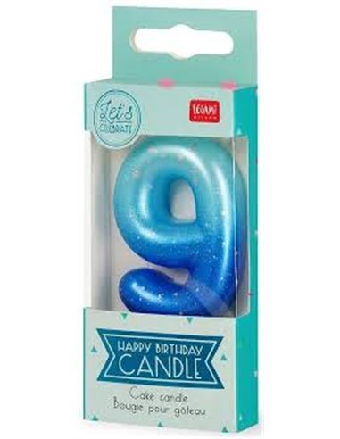 Bougie Pour Gâteau - Happy Birthday Candle - Blue - 9 - LEGAMI