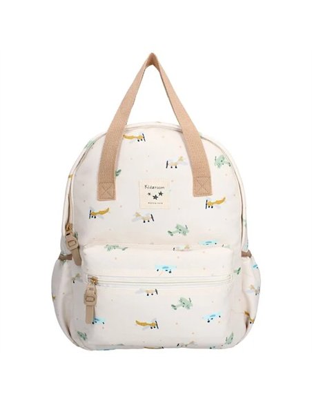 Sac à dos enfant à anses 36x27x12cm avions écru