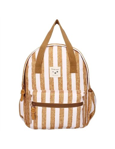 Sac à dos enfant anses 36x27x12cm rayures caramel