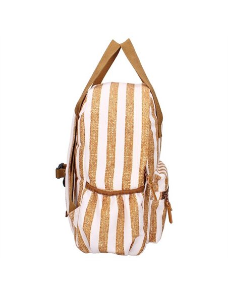 Sac à dos enfant anses 36x27x12cm rayures caramel