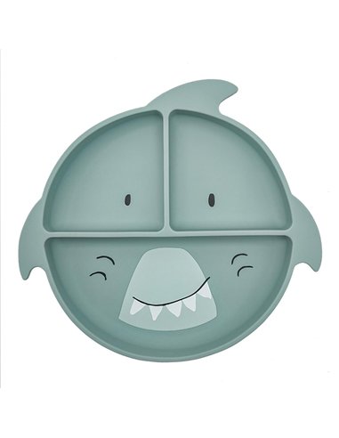 Assiette avec ventouse en silicone et compartiments - Mr. Shark - Trixie