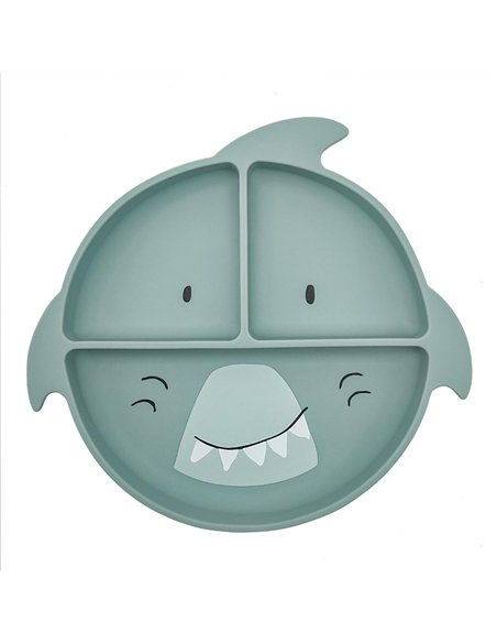 Assiette avec ventouse en silicone et compartiments - Mr. Shark - Trixie
