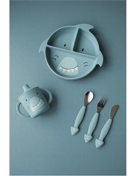 Assiette avec ventouse en silicone et compartiments - Mr. Shark - Trixie