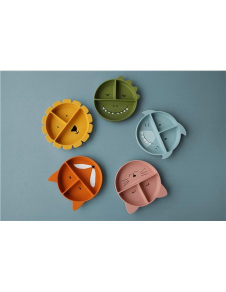 Assiette avec ventouse en silicone et compartiments - Mr. Shark - Trixie