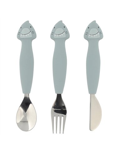 Couverts 3 pièces en silicone - Mr. Shark - Trixie