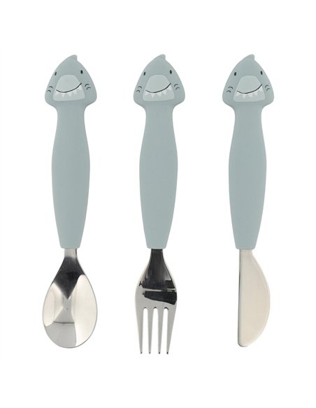 Couverts 3 pièces en silicone - Mr. Shark - Trixie