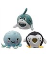 Jouet Peluché à Presser Queasy Squeezies Adoramals Sealife – Poulpe, Requin, Pingouin
