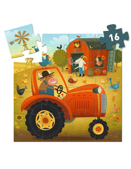 PUZZLE SILHOUETTE - Tracteur - 16 pcs - djeco