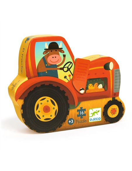 PUZZLE SILHOUETTE - Tracteur - 16 pcs - djeco