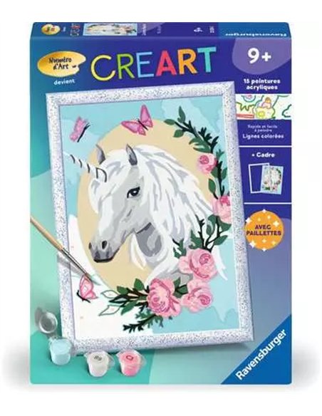Peinture par numéro enfant - CreArt Kids - 18x24cm - Licorne fleurie