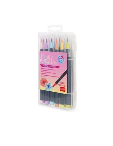 Set de 12 Feutres Pinceaux - Brush Markers couleurs pastels - LEGAMI