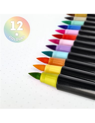 Set de 12 Feutres Pinceaux - Brush Markers couleurs pastels - LEGAMI