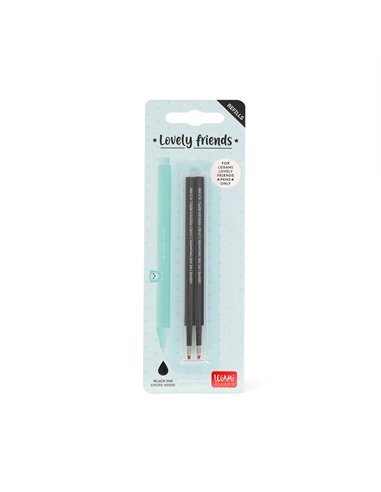 Set de 2 Recharges pour Stylo à Encre Gel - Lovely Friends - noir - LEGAMI