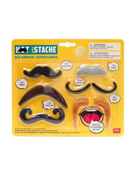 Set de 6 Fausses Moustaches Autocollantes - Hot MouStache - Legami