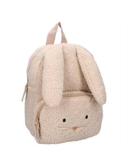 Sac à dos enfant 27x19x8cm lapin bouclette beige
