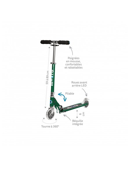 Trottinette Micro Sprite LED - Bleu Saphir