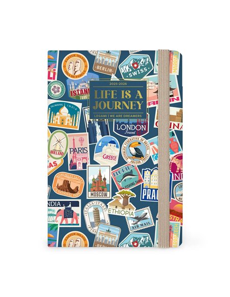 Agenda 16 Mois Semainier Photographique travel stickers - Medium - 2025/2026 - Legami