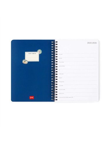 Agenda 16 Mois Semainier à Spirale travel stickers - Large - 2025/2026 - Legami
