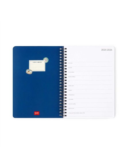 Agenda 16 Mois Semainier à Spirale travel stickers - Large - 2025/2026 - Legami