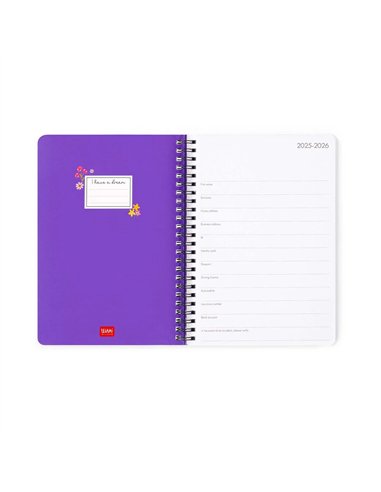 Agenda 16 Mois Semainier à Spirale flowers - Large - 2025/2026 - legami