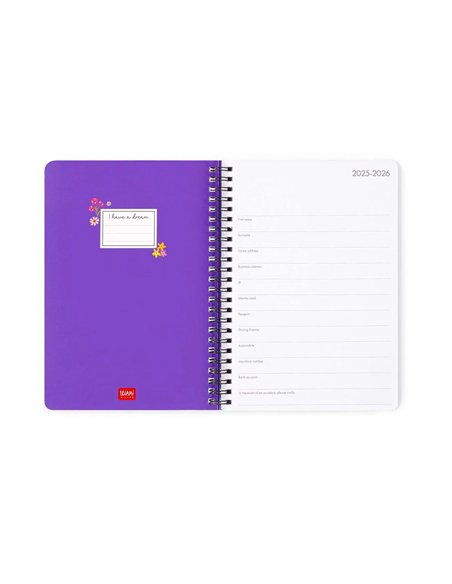 Agenda 16 Mois Semainier à Spirale flowers - Large - 2025/2026 - legami