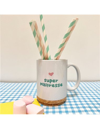 Mug pop Avec Son Couvercle En Liège - "maitresse" - Marcel & Lily