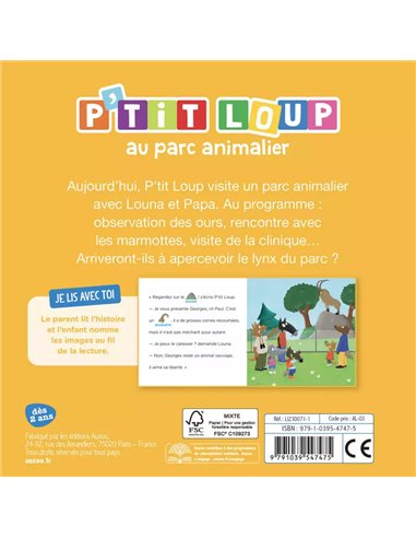 Je lis avec toi - P'tit loup - Le parc animalier