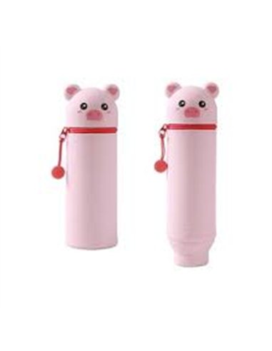 Trousse en silicone kawaii - cochon rose itotal