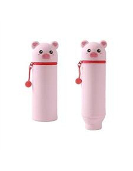 Trousse en silicone kawaii - cochon rose itotal