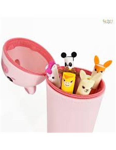 Trousse en silicone kawaii - cochon rose itotal