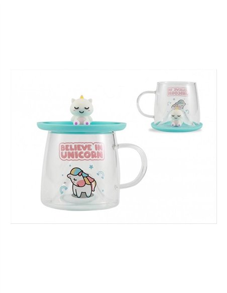 Tasse en verre kawaii - licorne - itotal