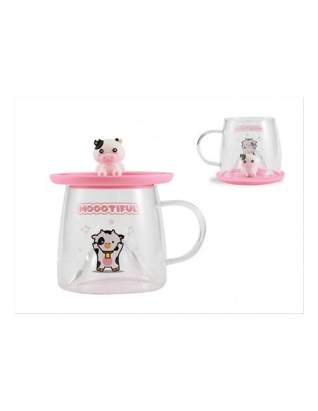 Tasse en verre kawaii - vache - itotal