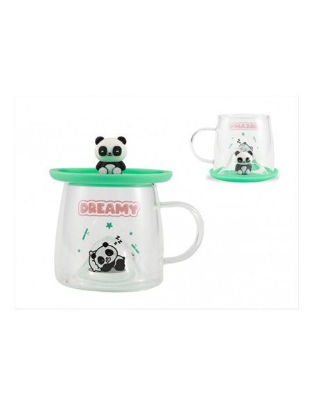 Tasse en verre kawaii - panda - itotal