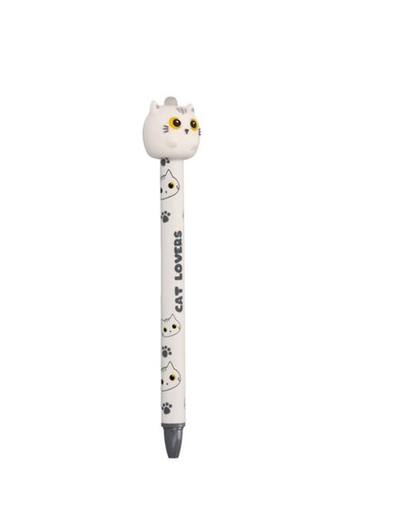 Stylo effacable 3d chat blanc - itotal