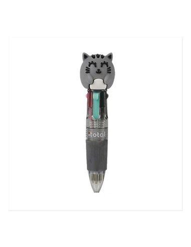 Stylo 4 couleurs - chat gris itotal