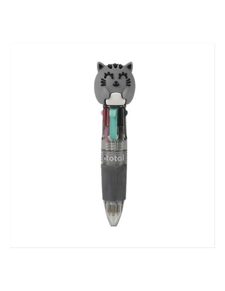 Stylo 4 couleurs - chat gris itotal