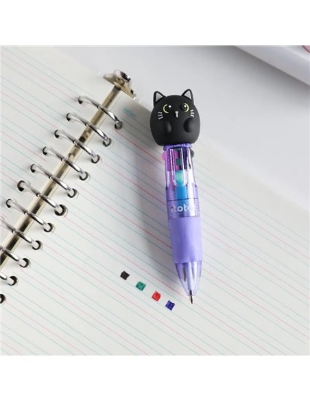Stylo 4 couleurs chat noir - itotal