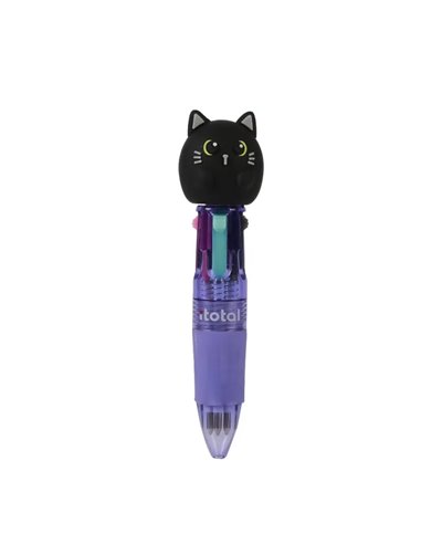 Stylo 4 couleurs chat noir - itotal