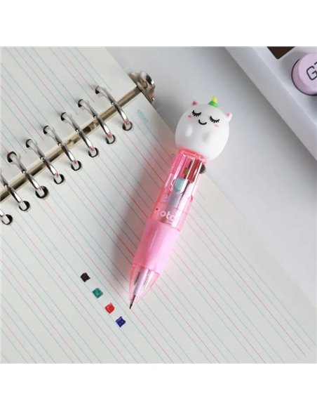 Stylo 4 couleurs licorne - itotal