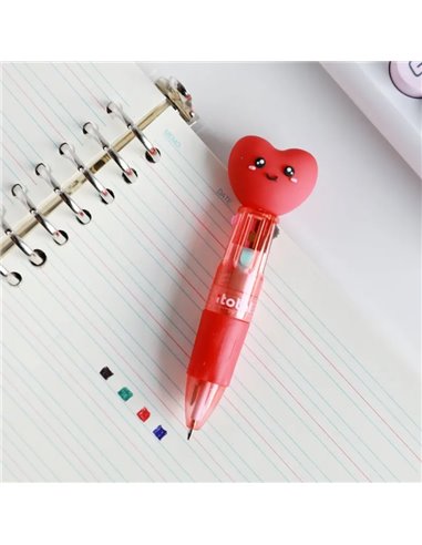 Stylo 4 couleurs coeur -  itotal
