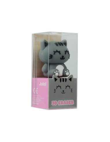 Gomme 3D kawaii - chat gris - itotal