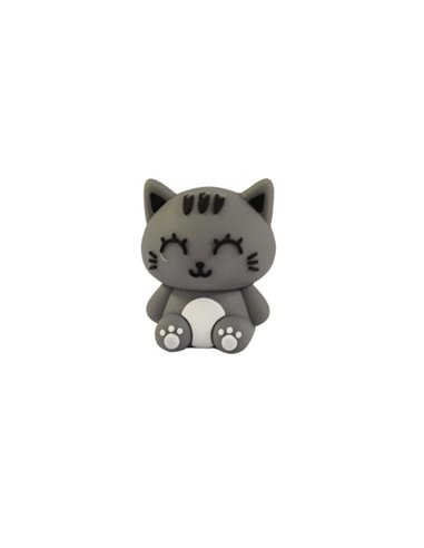Gomme 3D kawaii - chat gris - itotal